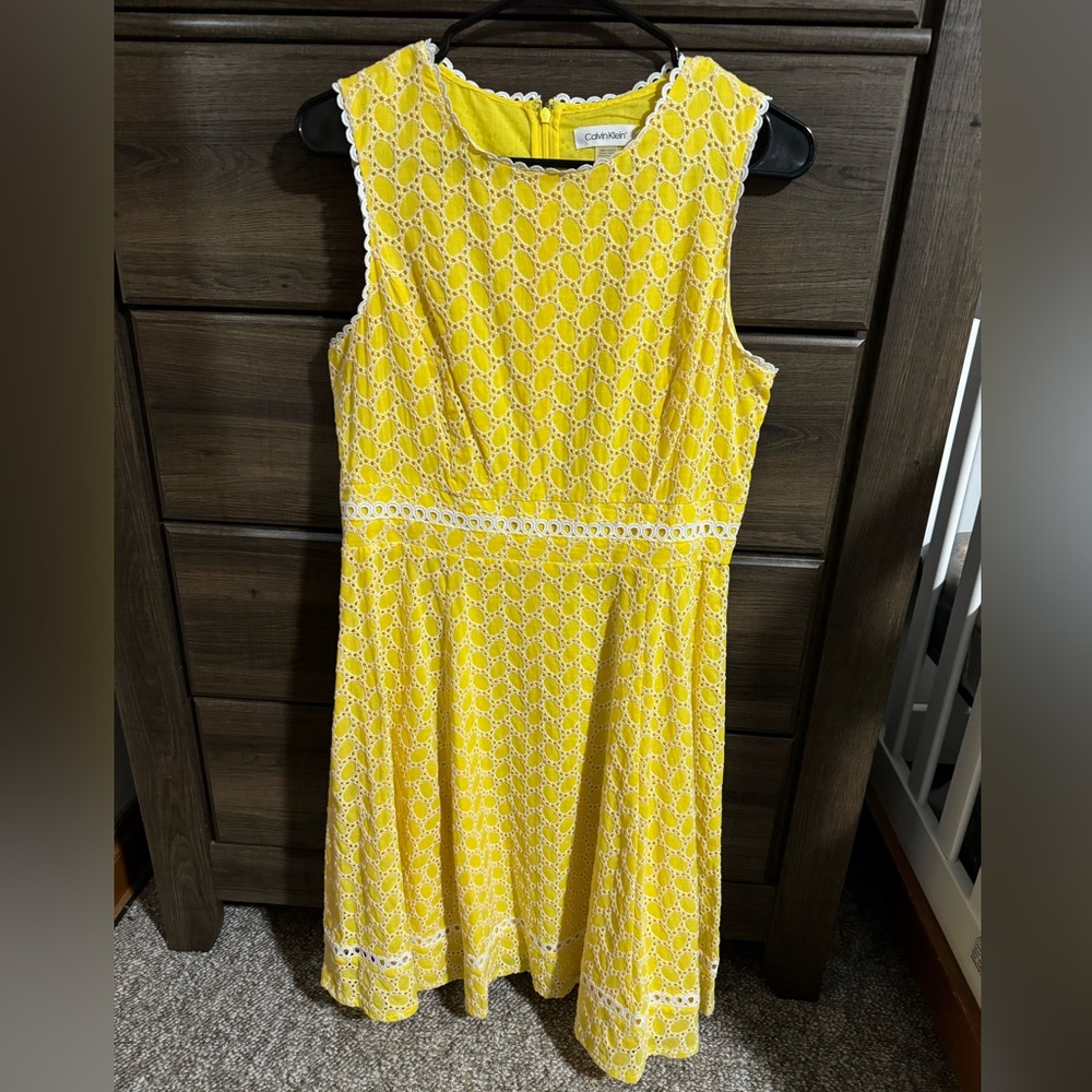 Like New Calvin Klein A-Frame Dress. Size 8. Yellow.